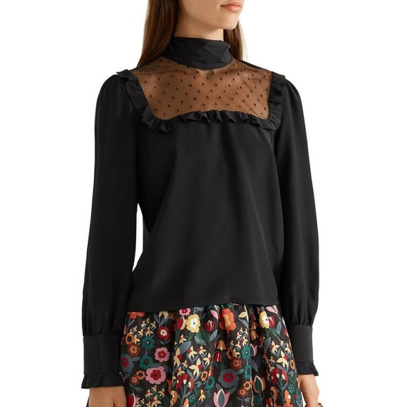 Red Valentino 100% silk black lace top (EU 46) - Picture 2 of 9